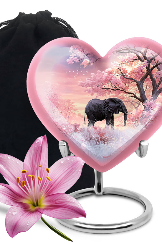 Nature Elephant Memorial Urn - Cherry Blossom Funeral Urn For Male & Female