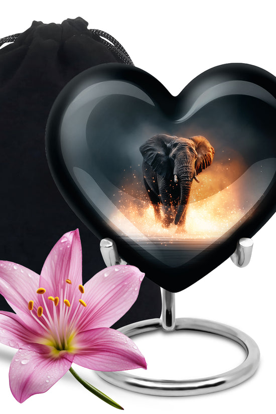 Black Cremation Urn for Ashes - Elephant Funeral Urn For Loved Ones