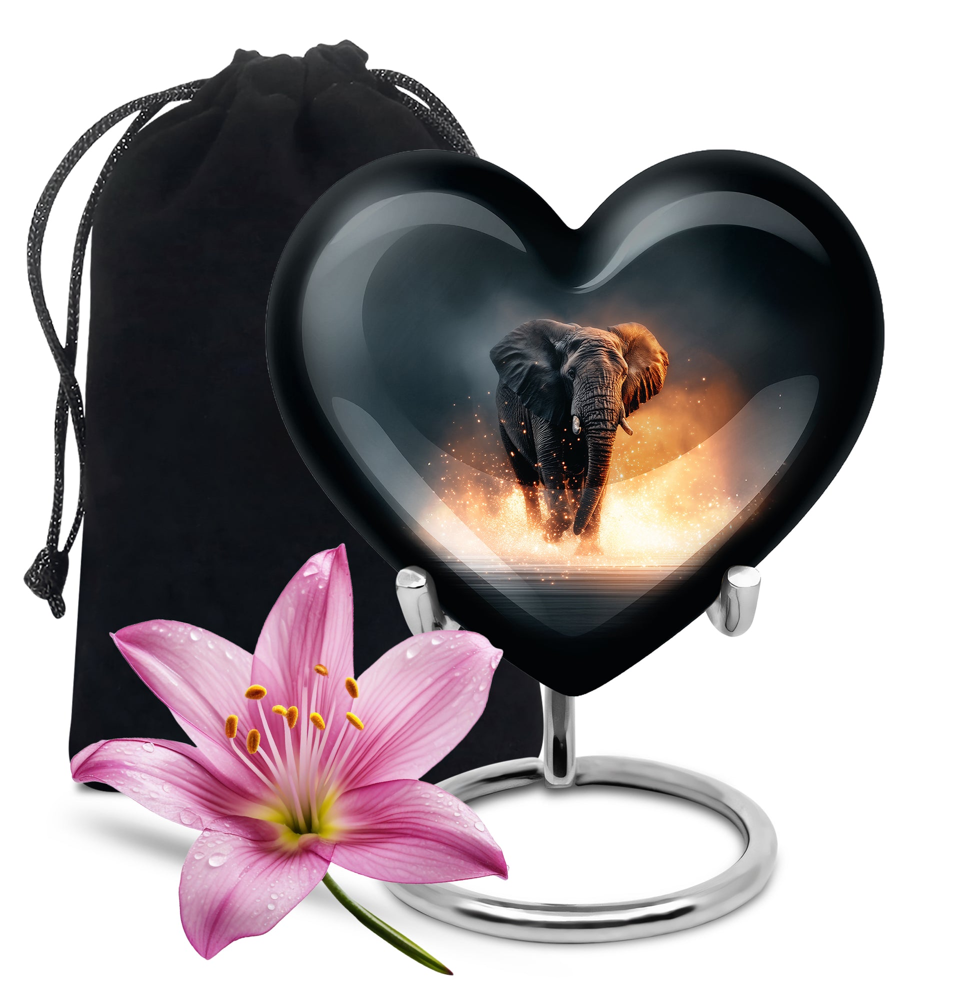 Black Cremation Urn for Ashes - Elephant Funeral Urn For Loved Ones