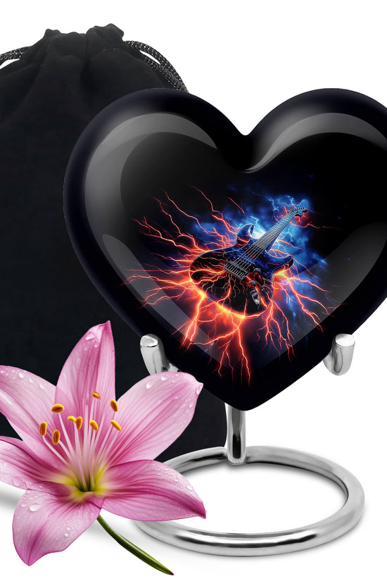 Black Guitar Funeral Urn - Unique Decor Memorial Containers For Ashes