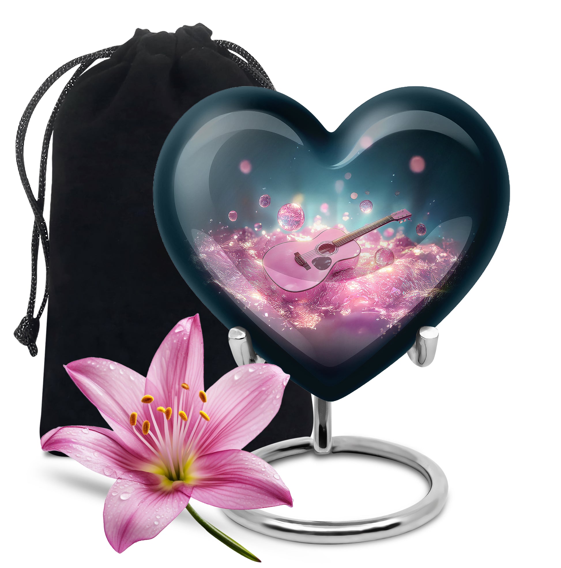 Beautiful Pink Guitar - Unique Large Burial Urns For Women Ashes