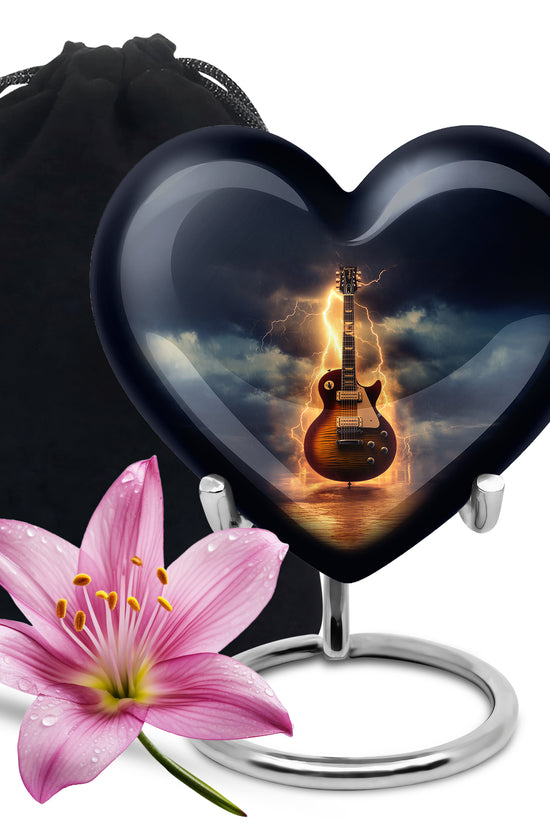 Guitar Themed Memorial Urn - Large Burial Urns For Musicians Ashes