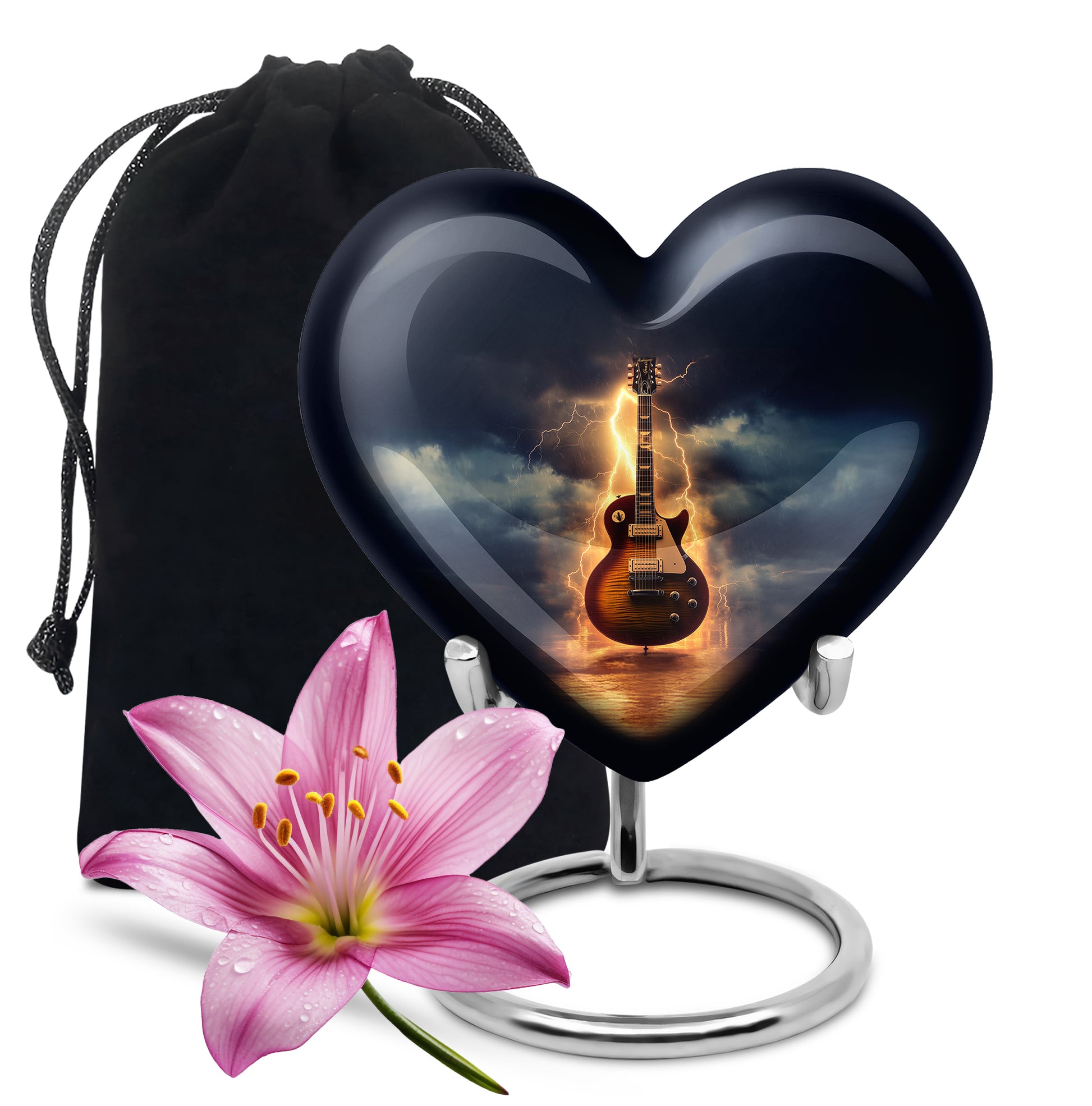 Guitar Themed Memorial Urn - Large Burial Urns For Musicians Ashes