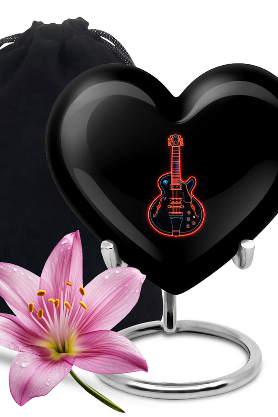 Black Guitar Memorial Urn - Artistic Funeral Urns For Women Ashes