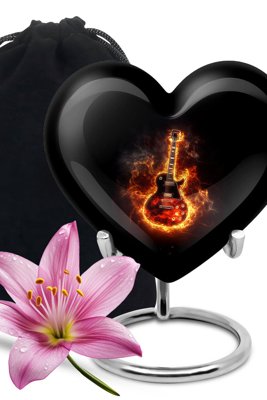 Flaming Guitar Themed Urn - A Peaceful Tribute Urn For Music Lovers