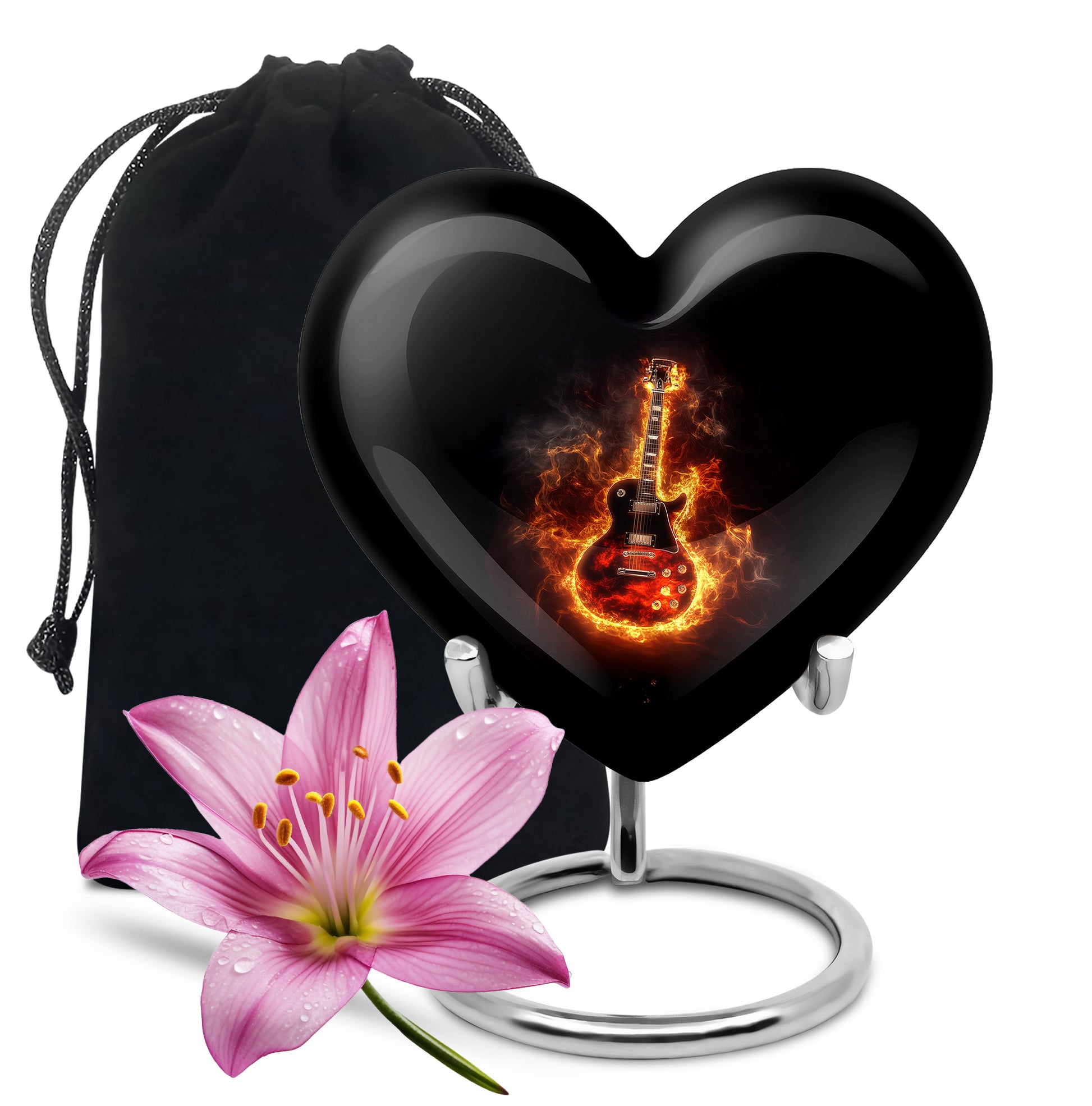 Flaming Guitar Themed Urn - A Peaceful Tribute Urn For Music Lovers