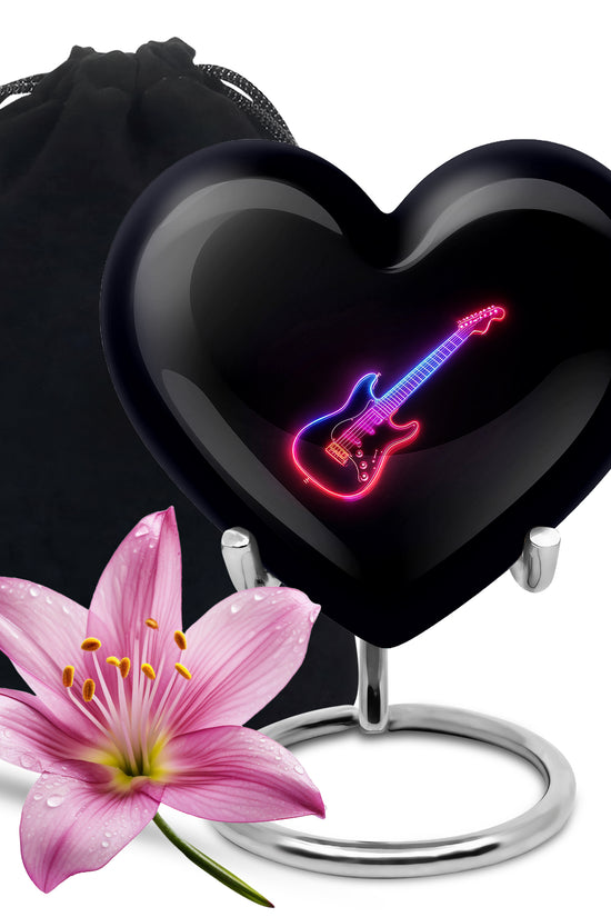 Electric Guitar Memorial Urn For Men - Neon themed Cremation Urn For Ashes