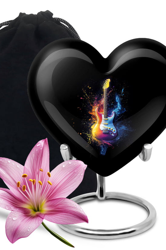 Colorful Guitar Memorial Urn - Artistic Cremation Urn for Human Ashes