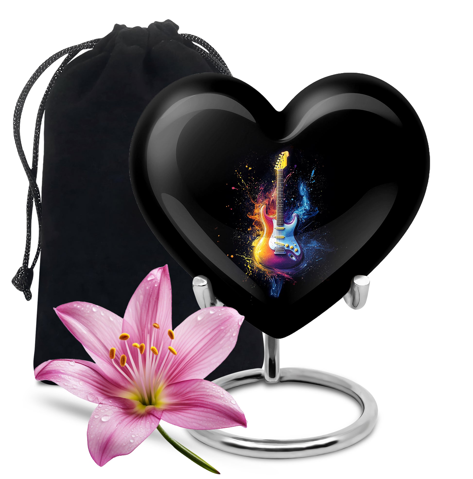 Colorful Guitar Memorial Urn - Artistic Cremation Urn for Human Ashes