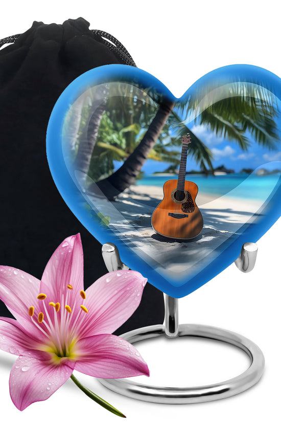 Beach Guitar Cremation Urn - Memorial Urn for Adult Male & Female
