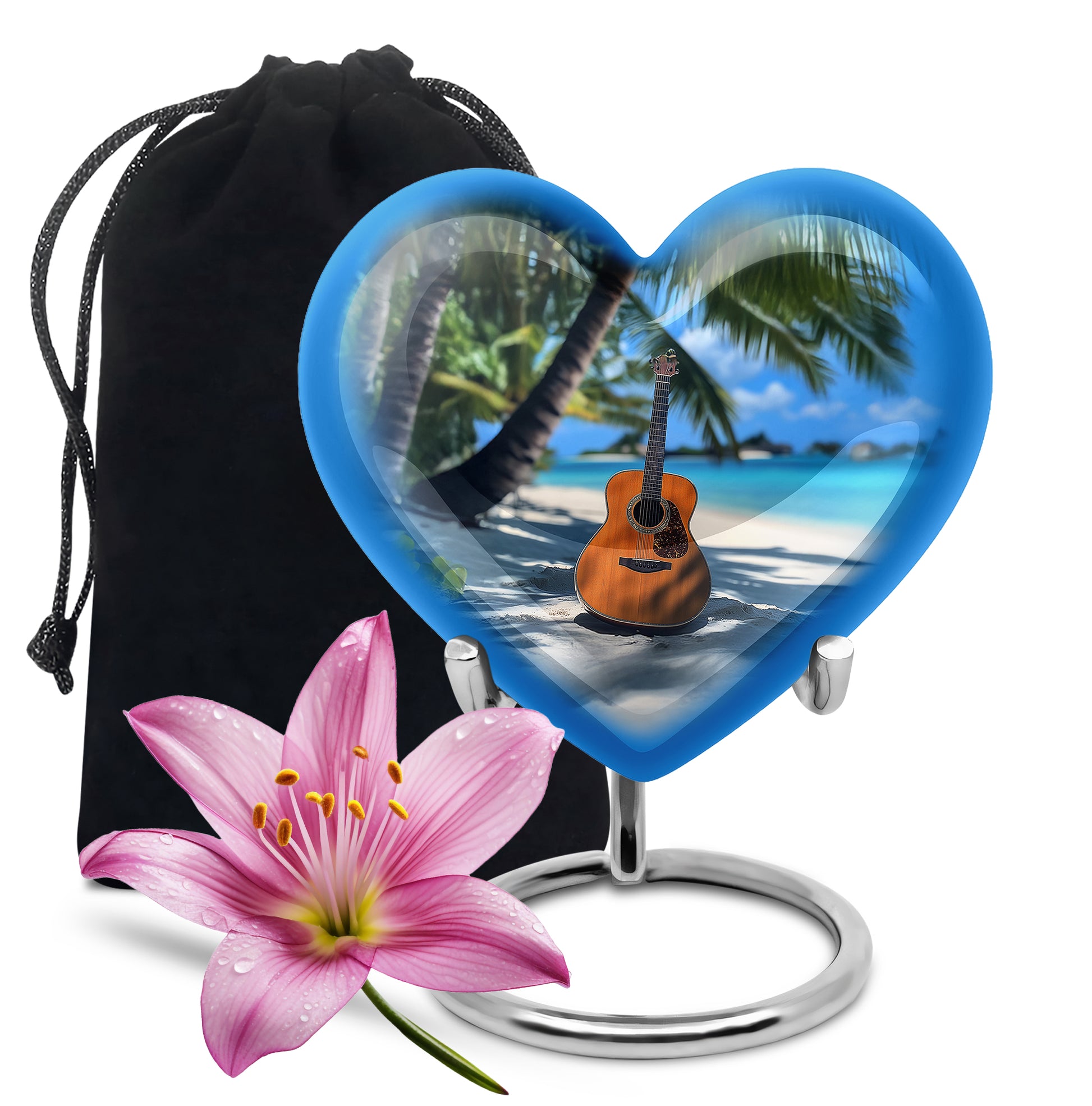 Beach Guitar Cremation Urn - Memorial Urn for Adult Male & Female