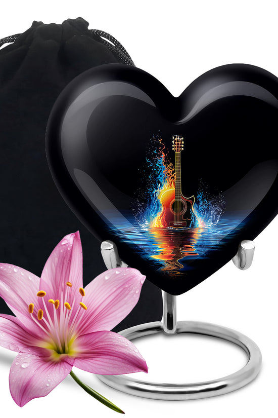 Fire & Water Cremation Guitar Urn - Artistic Funeral Urn For Human ashes