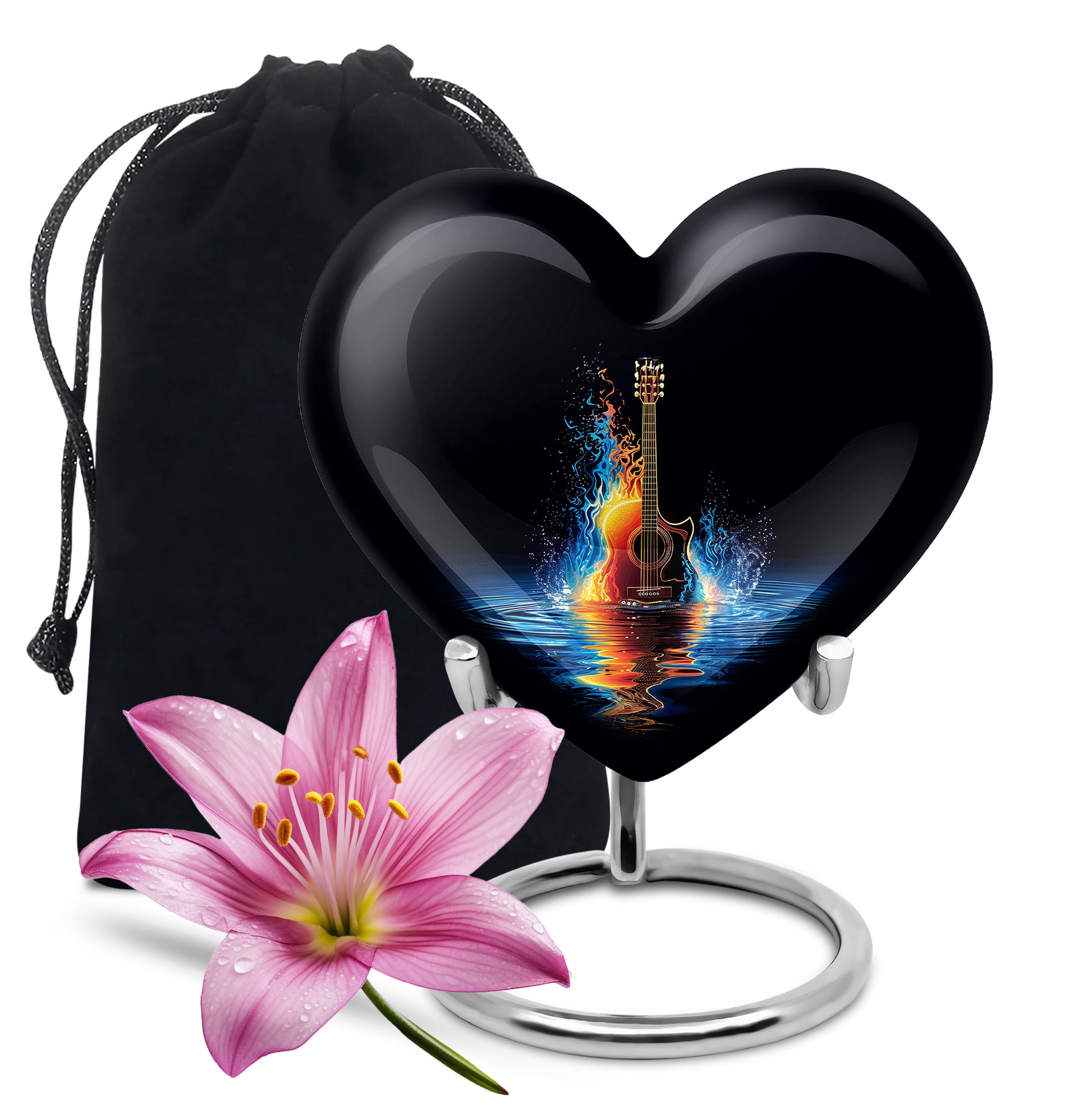 Fire & Water Cremation Guitar Urn - Artistic Funeral Urn For Human ashes