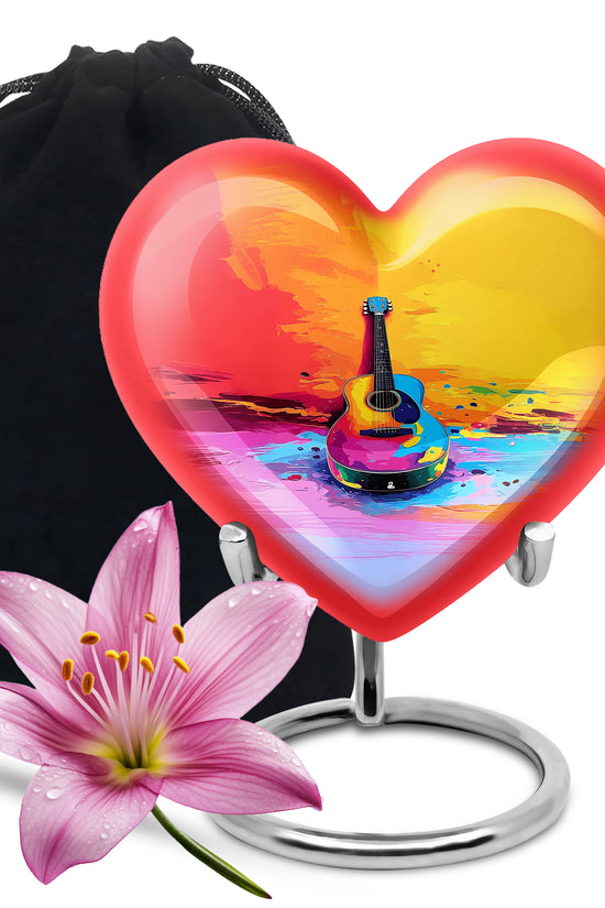 Multicolor Guitar Cremation Urn - Memorial Urn For Ashes