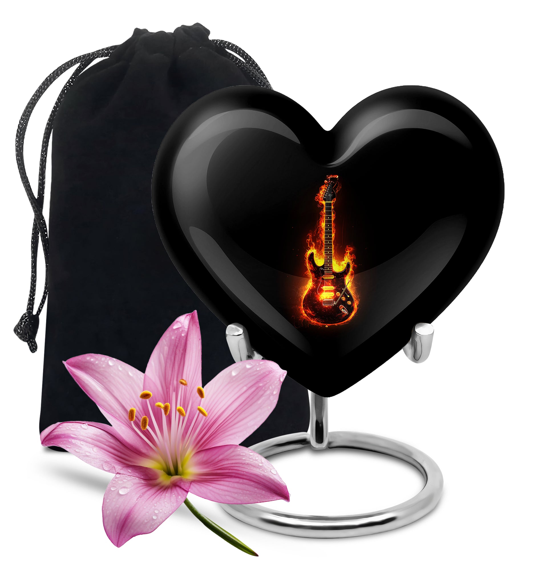 Flame Guitar Cremation Urn - Premium Urn For Human Ashes