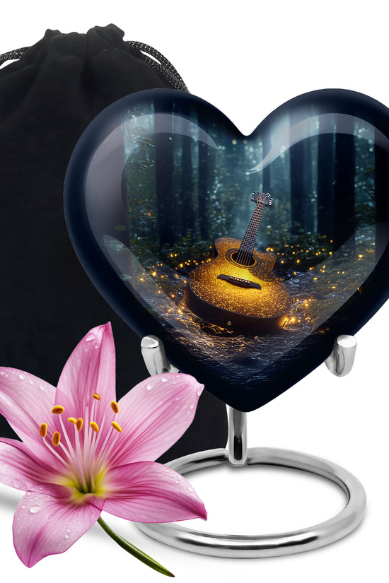 Gloden Guitar Memorial Urn - Premium Cremation Urn For Loved One Ashes