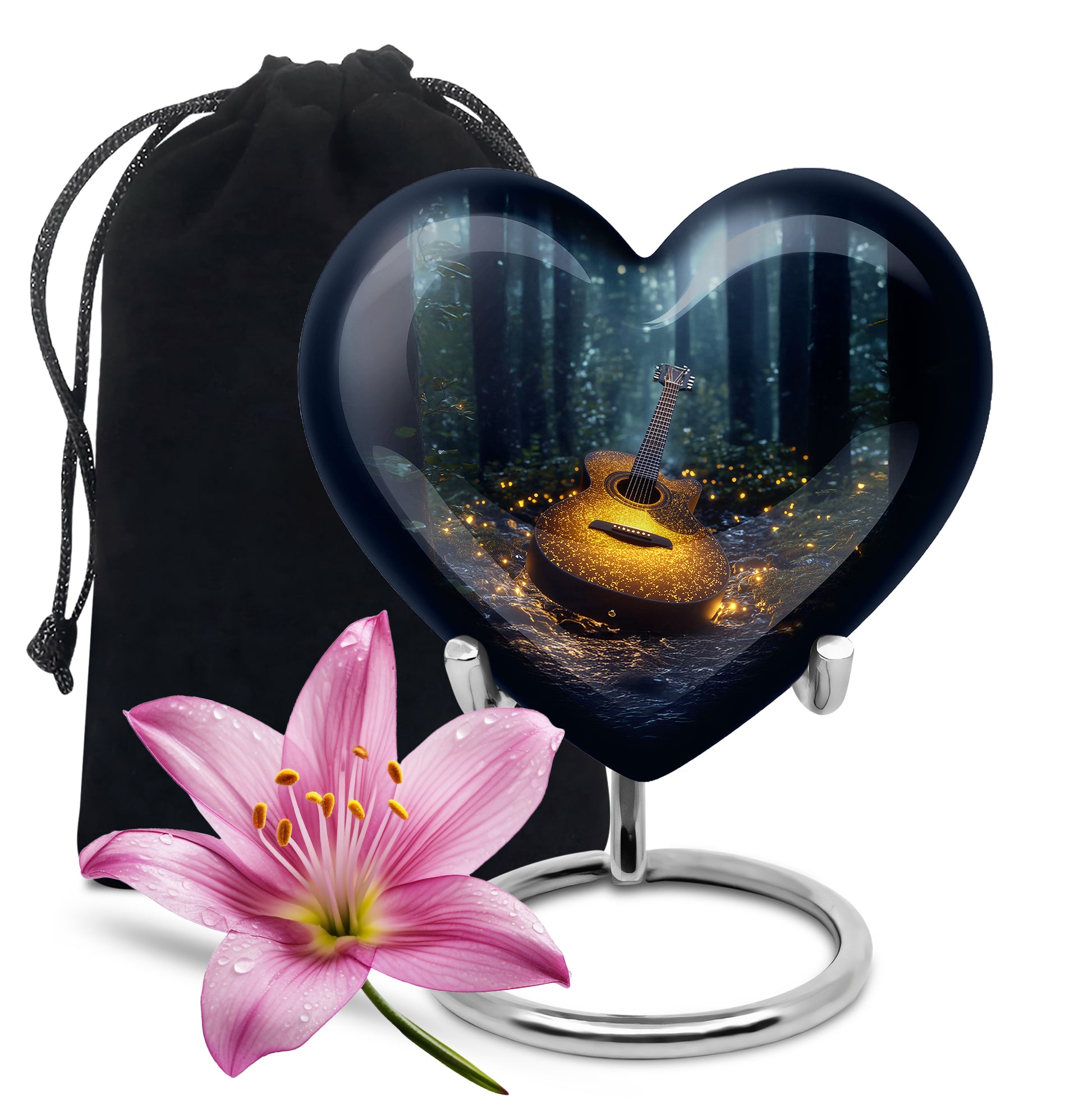 Gloden Guitar Memorial Urn - Premium Cremation Urn For Loved One Ashes