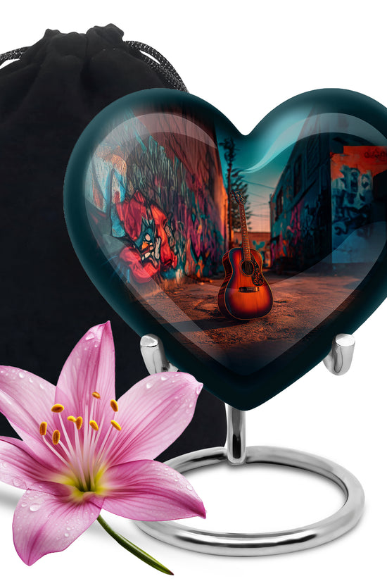 Street Art Guitar Memorial Urn - Unique Urn For Adult Ashes