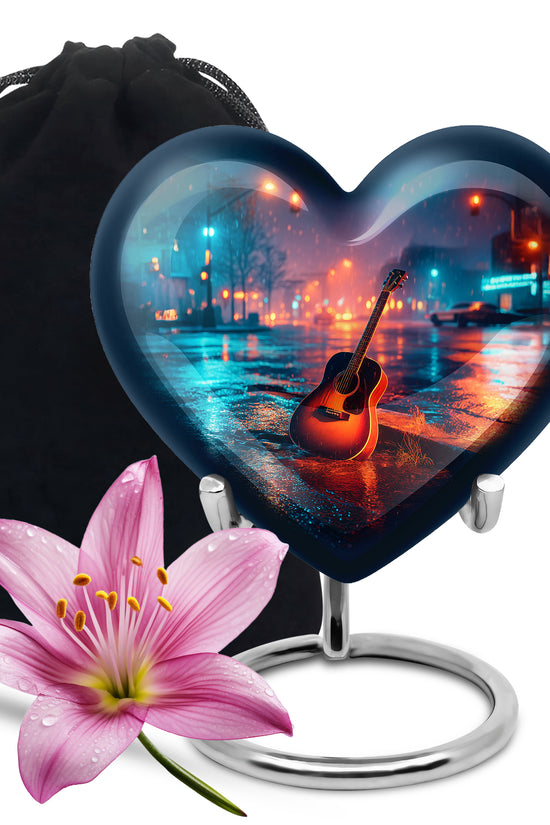 Guitar Cremation Urn - Street Music Theme Memorial Urn For Human Ashes