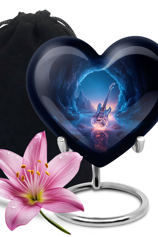 Crystal Guitar Memorial Urn - Music Theme Cremation Urn For Adult Ashes