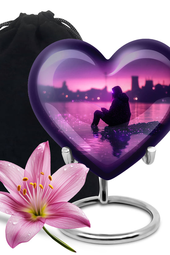 Purple Glow Fisherman Urn - Modern Memorial Urn For Human Ashes