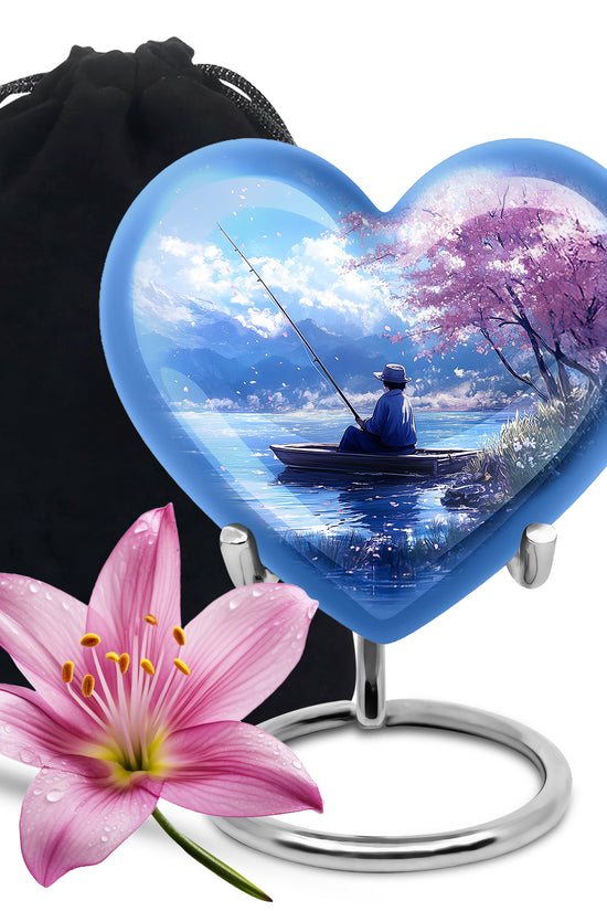 Beautiful Artistic Fishing Cremation Urn - Floral Urns For Human Ashes