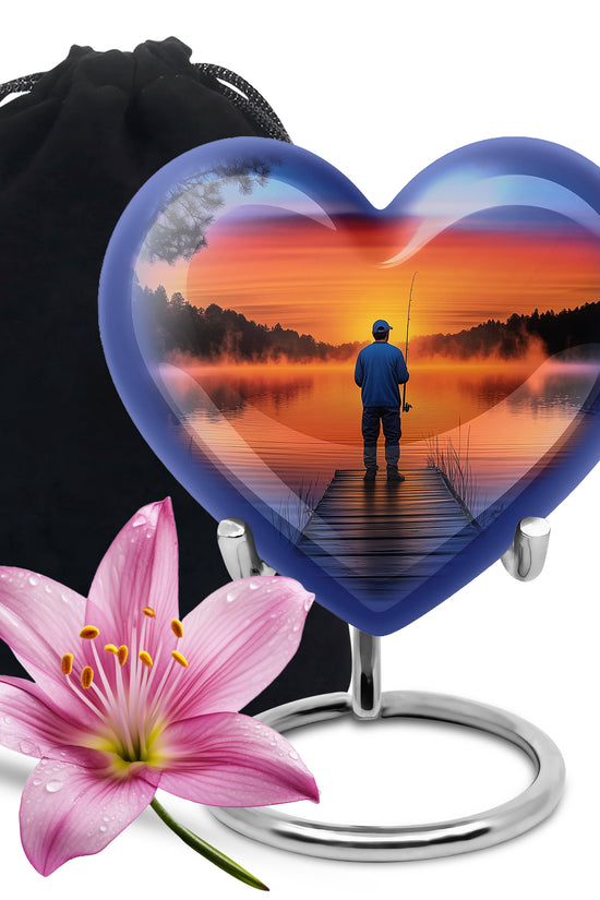 Fishing Sunset Cremation Urn - Elegant Memorial Funeral Urns For Ashes
