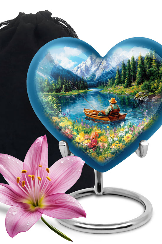 Mountain Lake Fishing Cremation Urn - Peaceful Tribute For Loved Ones