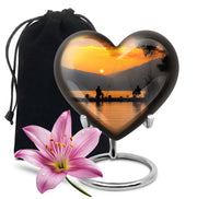 Friends Fishing Themed Cremation - Artistic Sunset Burial Fishing Urns