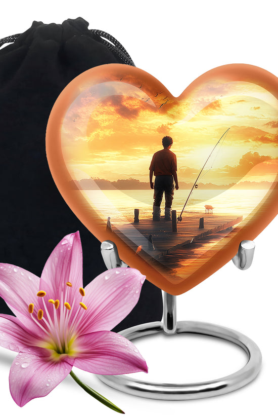 Sunset Fisherman Cremation Urn - Beautiful Memorial Container For Ashes