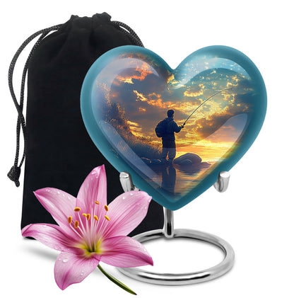 Fisherman Cremation Urn - Beautiful Sunrise Memorial Urns For Human Ashes