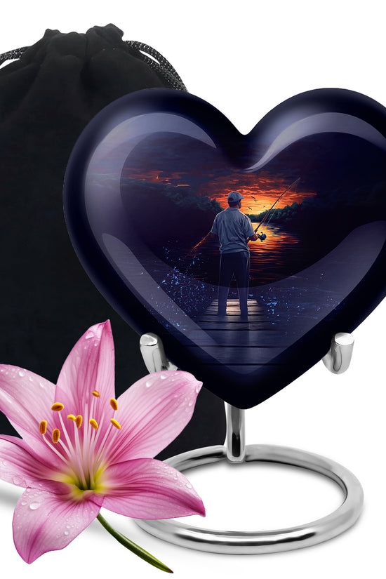 Peaceful Fishing Cremation Urn - Scenic Lake Cremation Urn For Human Ashes