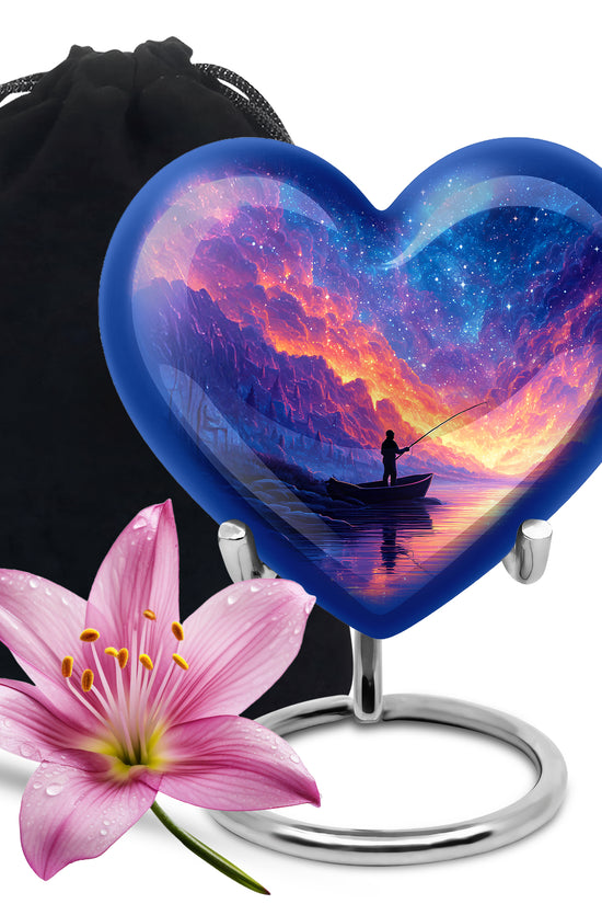 Night Sky Fishing Memorial Urn - Peaceful Lake Cremation Urn For Adult Ashes