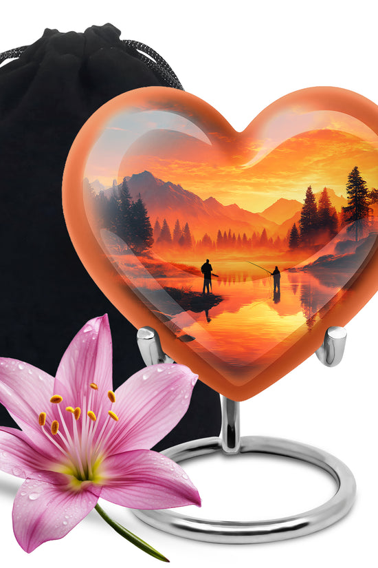 Fishing Partner Tribute Cremation Urn - Lake Sunset Fuenral Urn For Loved Ones