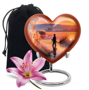 Farm Fishing Funeral Urn - Golden Sunset Cremation Urn For Burial