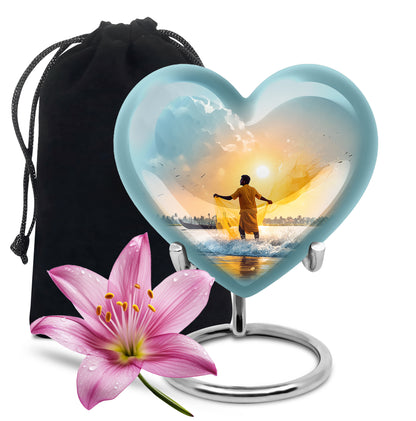 Ocean Fishing Cremation Urn - Sunrise Coastal Memorial Urn For Ashes