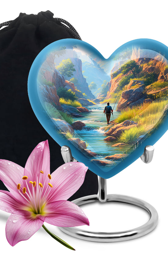 Mountain River Cremation Urn - Peaceful Fishing Memorial Urn For Human Ashes