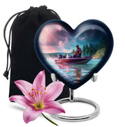 Fishing Boat Funeral Urn - Peaceful Lake Memorial Urn For Adult Ashes