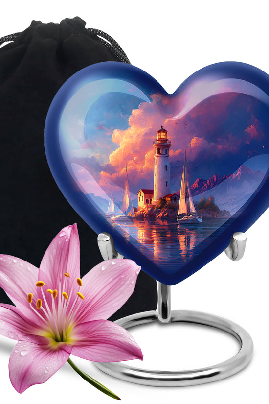 Sunset Lighthouse Memorial Urn - Ocean Cremation Urn For Human Ashes