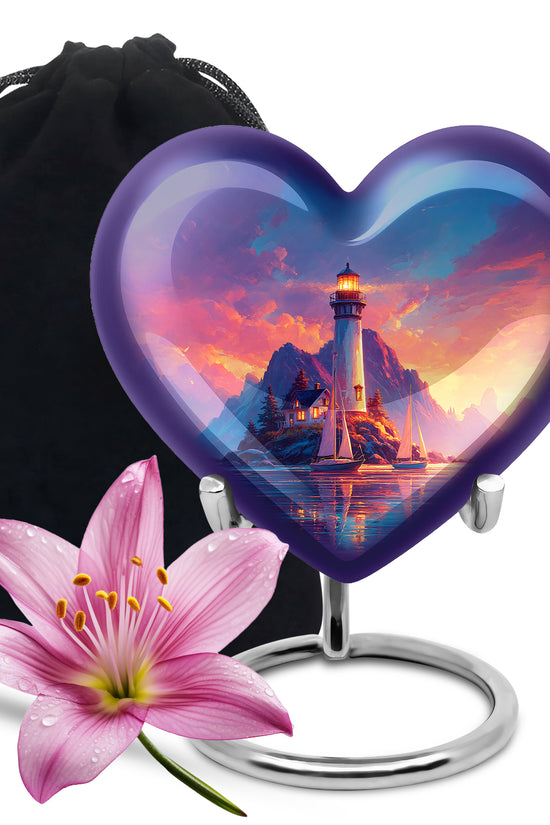 Lighthouse Sunset Urn - Artistic Cremation Urn For Adults