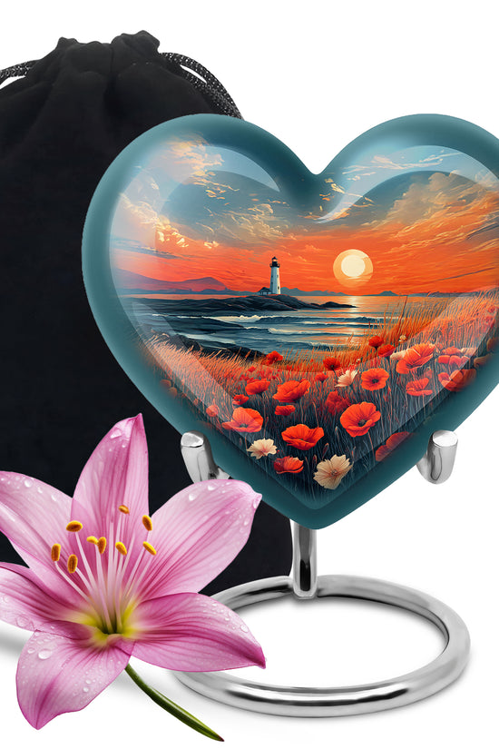 Peaceful Ocean Sunset Funeral Urn - Artistic Cremation Urn For Adults