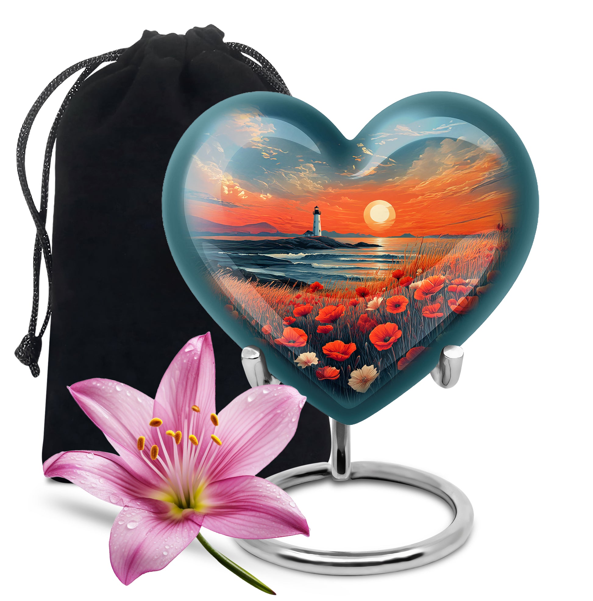 Peaceful Ocean Sunset Funeral Urn - Artistic Cremation Urn For Adults