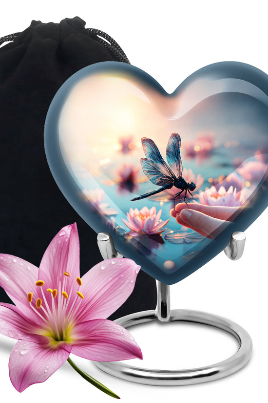 Blue Dragonfly Funeral Urn – Lotus Memorial Urn For Human Ashes