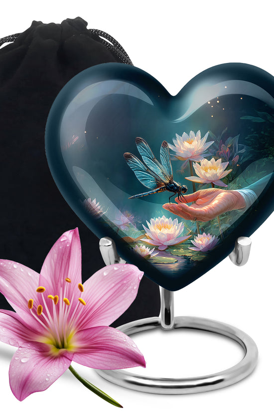 Elegant Dragonfly Cremation Urn – Blue Lotus Memorial Urn For Male & Female