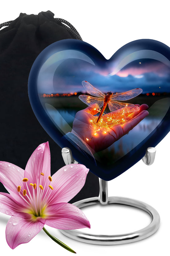 Golden Glow Dragonfly Funeral Urn - Beautiful Memorial Urn For Human Ashes