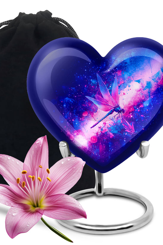 Purple Dragonfly Cremation Urn - Artistic Memorial Urn For Human Ashes