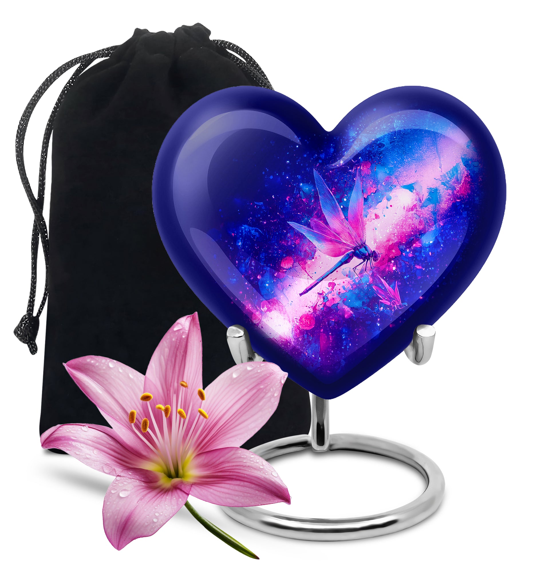 Purple Dragonfly Cremation Urn - Artistic Memorial Urn For Human Ashes