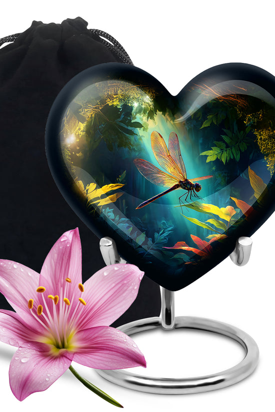 Unique Dragonfly Cremation Urn - Forest Funeral Urn For Male & Female