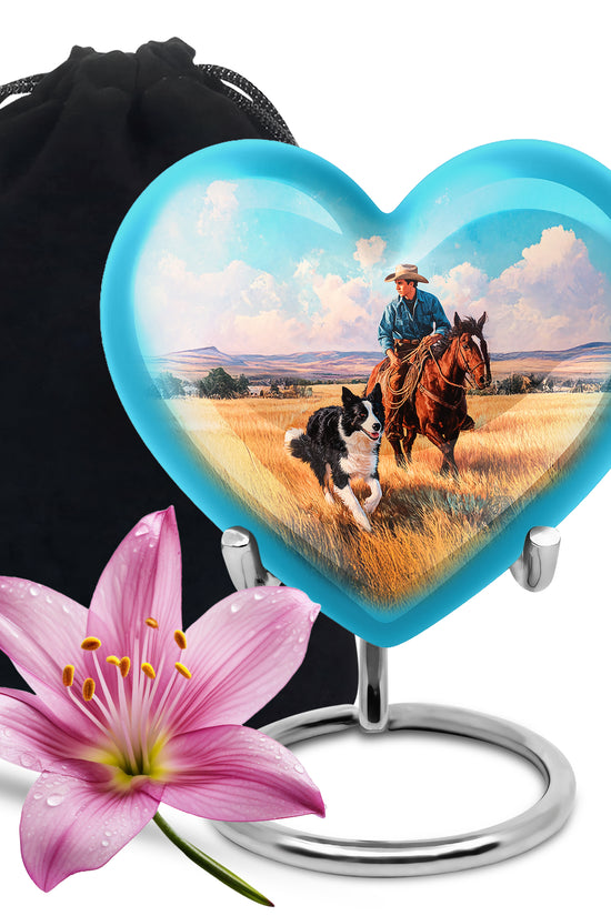 Cowboy Dog Memorial Urn - Western Cremation Urn For Burial