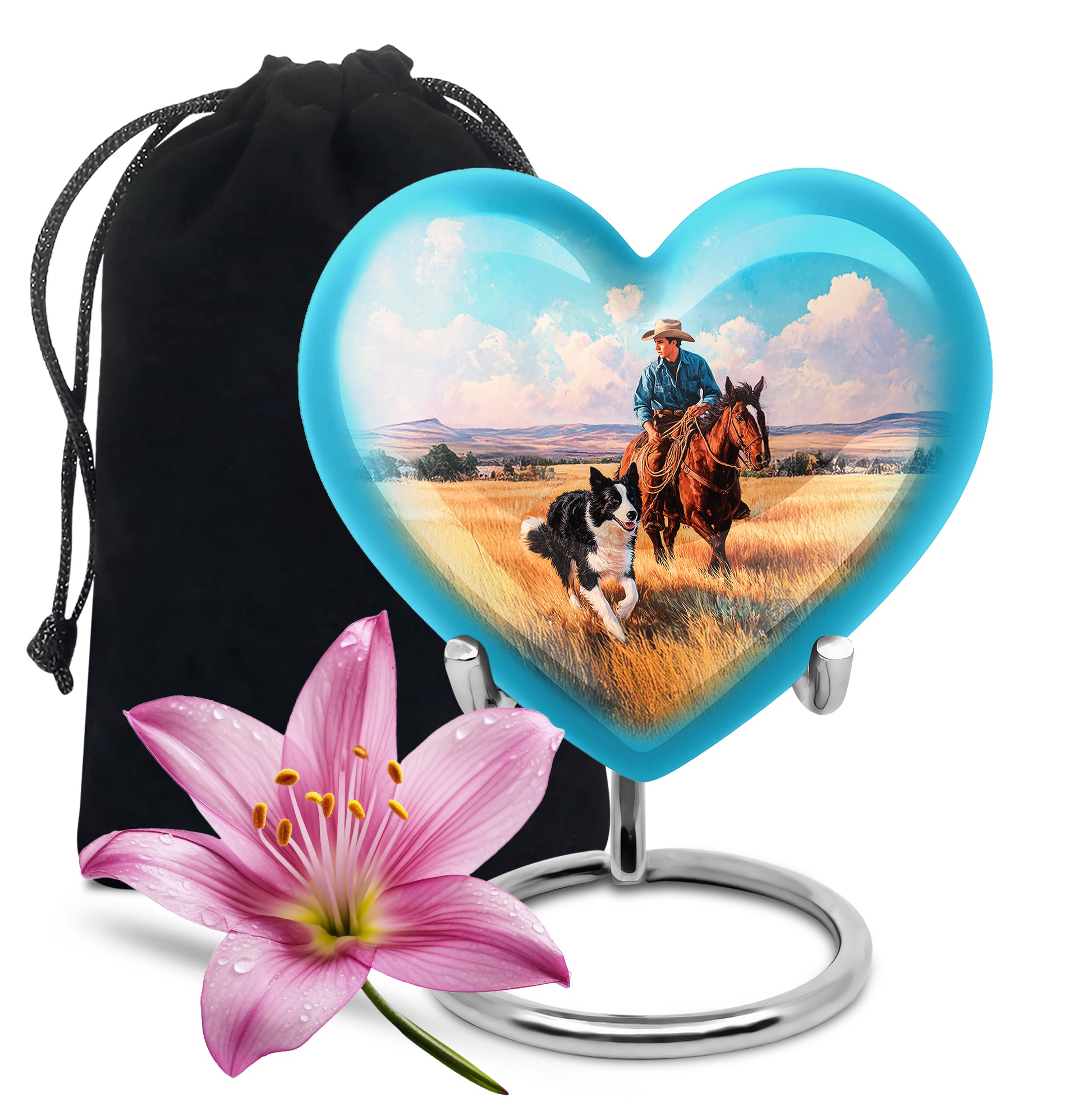 Cowboy Dog Memorial Urn - Western Cremation Urn For Burial